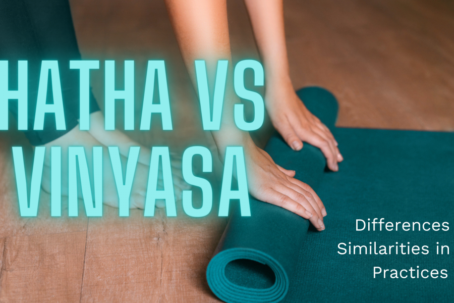 Person rolling out yoga mat: Hatha vs Vinyasa