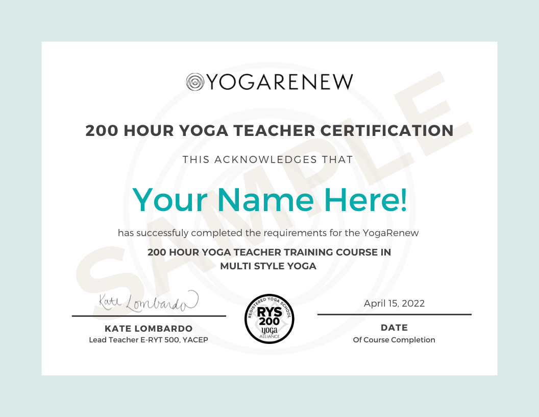 YogaRenew 200-Hour Yoga Teacher Training & Certification