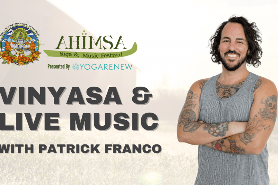 Patrick Franco on a poster for the Ahimsa Yoga & Music Festival