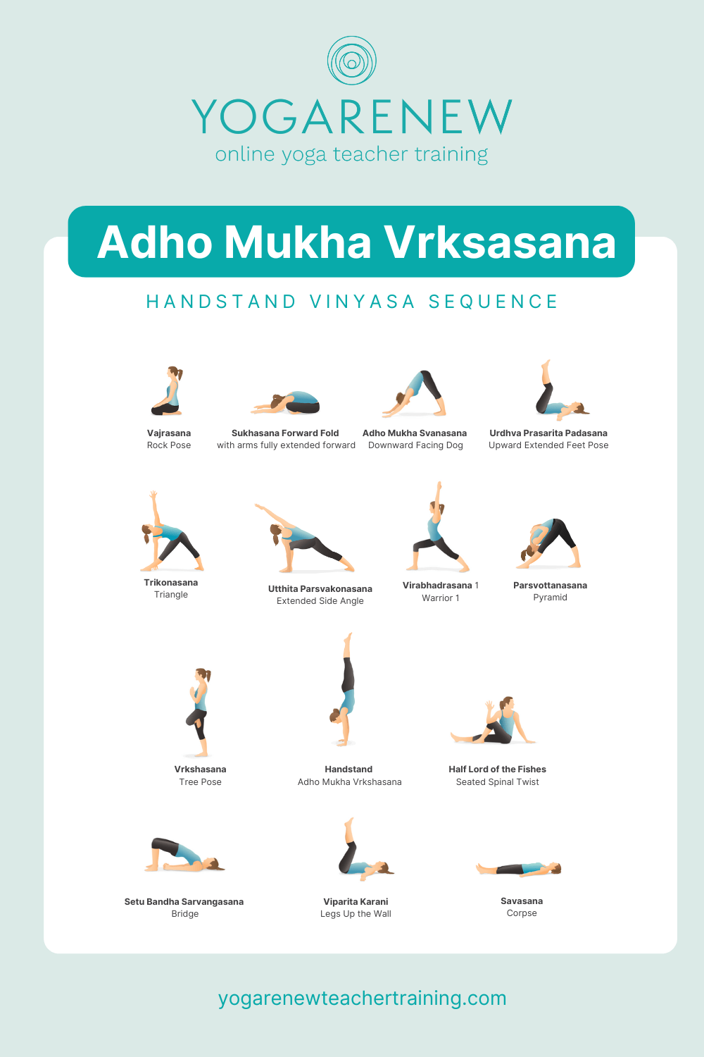 Adho Mukha Vrksasana Yoga Class Sequence PDF with all the poses by Patrick Franco