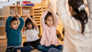 Kids in easy seat (sukhasana)